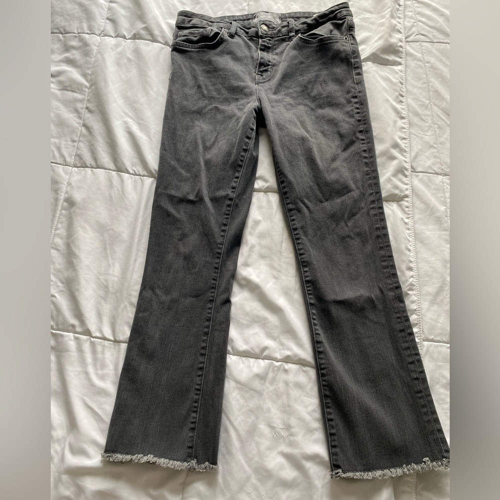 Free People Black Relaxed-Fit Raw-Hem Cropped Jeans